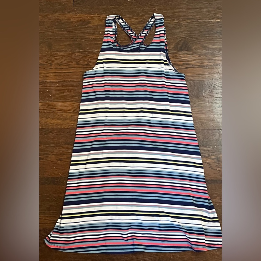 Striped Hollister mini skater dress with strappy back, size small